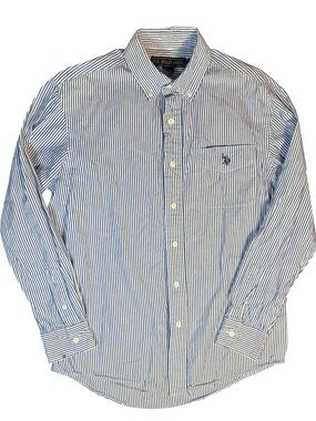 U.S. Polo Assn Blue White Striped Button Down Shirt Small Preppy Coastal